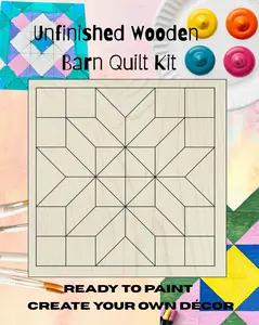 Diamond Flower Wooden Barn Quilt Block: Floral Wall Decor Wood Barn Quilt Kit | Sewing & Quilting Room Decor | Group Paint Party