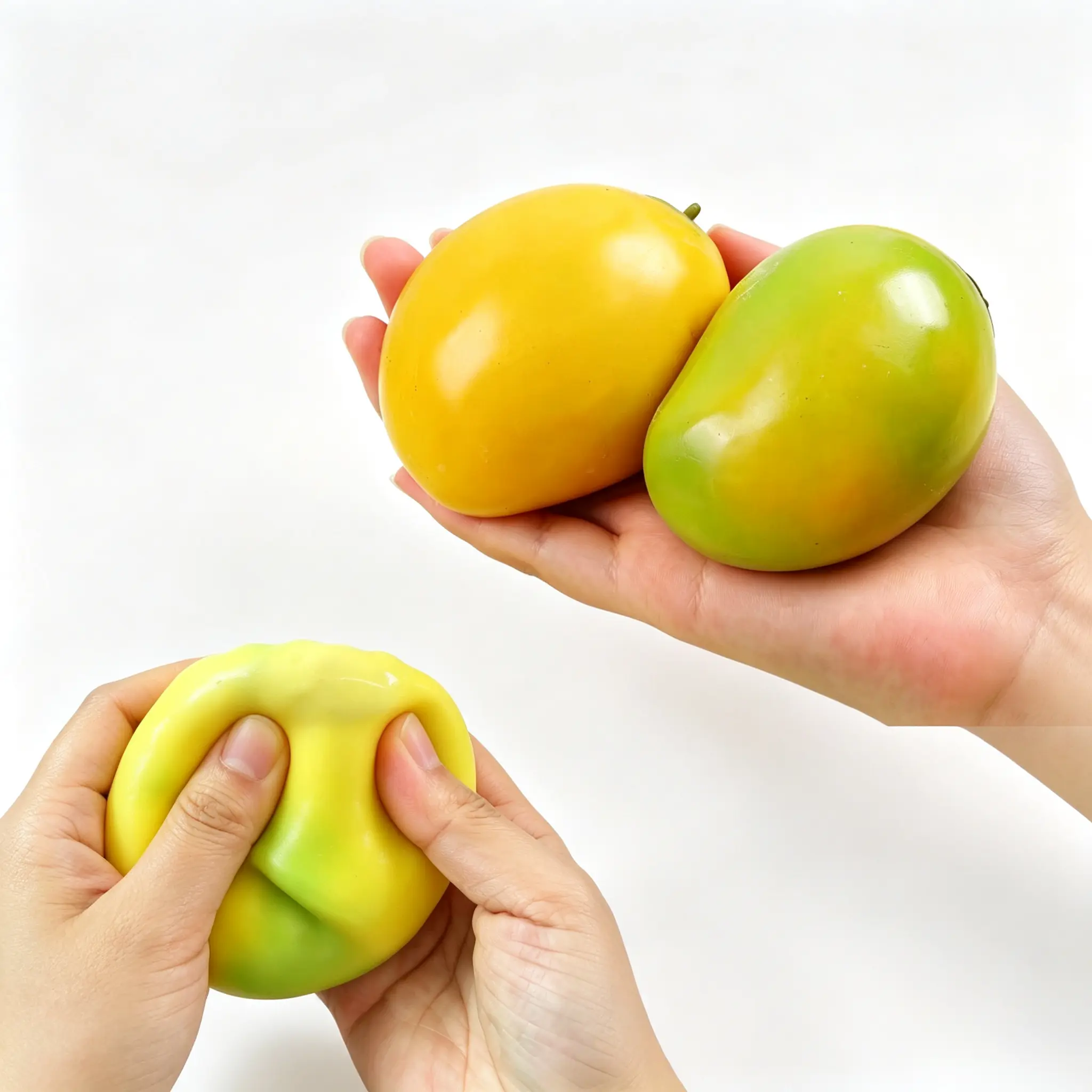 [Slight Crunchy Color Chaging Mango Squishy] ASMR Fruit Squishies Toy Relaxing Stress Relief