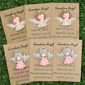 5/10pcs Guardian Angel Pocket Hug Card, Inspirational Paper Souvenir, Angel Illustrations, Family Friends Greetings, Special Occasions Gift