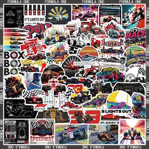 Formula Design Race Car Pattern Sticker, 50pcs/set Self Adhesive Decorative Sticker, DIY Decals for Water Bottle & Laptop & Scrapbook & Journal Making, Sticker Packs