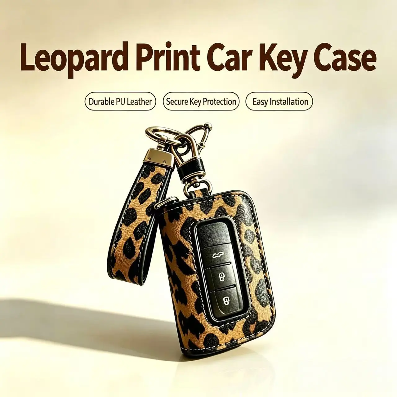 2-in-1 Leopard Keychain & Coin Purse – Such a Cute Gift! Use as Wallet or Key Ring, Trendy PU Leather Pouch for Her