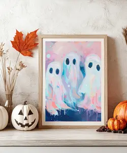 Halloween Pastel Ghosts Home Decor Unframed 8x10 Premium Matte Art Print Artistic Room Decoration Wall Photo Poster