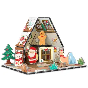 PICASSO-TILES Gingerbread House Magnetic Tiles for Kids – STEM Building Blocks Set, Educational Construction Learning Toy, Christmas Holiday Gift