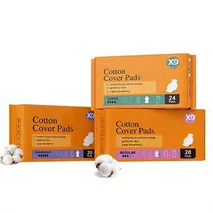 Cotton Cover Period Pads for Women, Super Absorbent Leak-Proof Sanitary Pads for Regular Heavy Overnight Flow, Gentle for Sensitive Skin