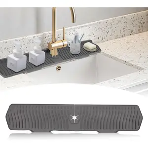 30 Inch Sink Splash Guard,Longer Silicone Sink Mat for Kitchen Bathroom,Kitchen Faucet,Silicone Sink Faucet Mat Splash Guard, Drip Protector Splash Countertop (Grey)