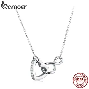 925 Sterling Silver Morse Code Heart Necklace Infinite Love Pendant O-Chain Link Chain Original for Women Eternal Gift