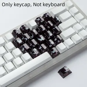 Butterfly Heart Keycaps, Semi-Transparent Keycaps, personalization Replacement Keycaps, Cherry Height, Side Engraved Characters, DIY Keycaps, Keyboard Keycap