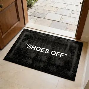 Entrance Mat with Shoes off Design, American Style Minimalist Home Decorative Rug, Suitable for Living Room Bedroom Kitchen Outdoor Entry Area