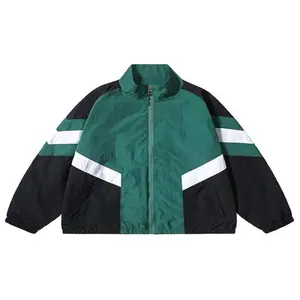 Men’s colorblock raglan zip-up jacket with funnel neck, regular fit, casual pocketed outerwear for spring and fall; men’s clothing for daily wear, menswear coats