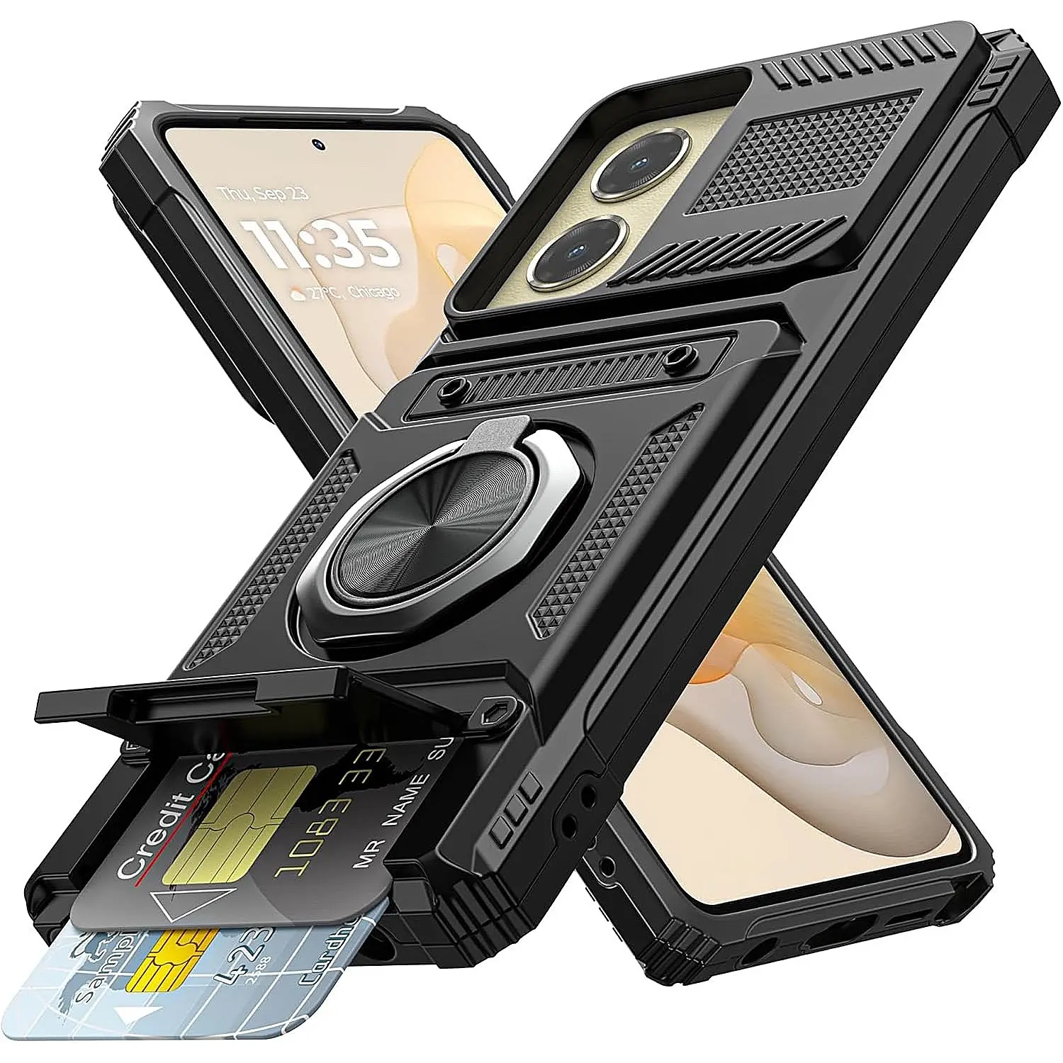 Military Grade Armor Phone Case with Magnetic Ring Holder, Shockproof Phone Protective Cover, Phone Accessories Compatible with Motorola Moto G 5G 2024 Smartphone, Cellphone Casing, Shockproof Protector