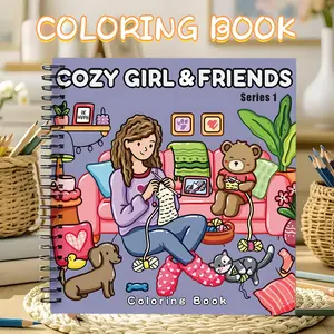 A cozy coloring book for girls to enjoy at home, spiral-bound: 20 pages (100g paper) leak-proof, the ideal relaxing gift for family and friends, perfect for birthdays, parties, and holiday celebrations. Unique illustrations | Bold coloring design.