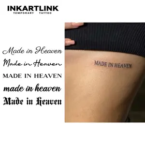 INKARTLINK [2 Sheets] "Made in Heaven" Quote Temporary Tattoos, Minimalist Cursive Lettering Fake Tattoo Stickers, Waterproof Aesthetic Body Art for Women