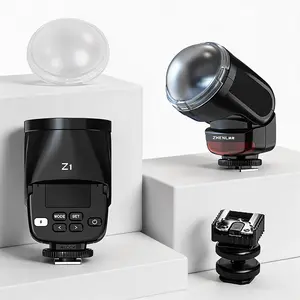 ZHENL Z1 Compact Round Head Universal Flash, Portable 6500K Soft Light Speedlight with Included Adapter, Fill Light for Photography & Vlog, Universal Single Contact Hot Shoe Interface for Mirrorless DSLR Cameras outdoorfun Photographic Kit