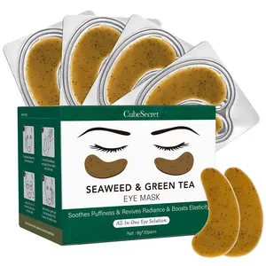 Cubesecret Green Tea Seaweed Hydrating Radiant Eye Mask, Brightening Eye Masks, Moisturizing Soothing Eye Care Patch, Under Eye Patches, Gentle Unisex, 60 Sheets Pack, Suitable for Sensitive Skin, Daily Skincare