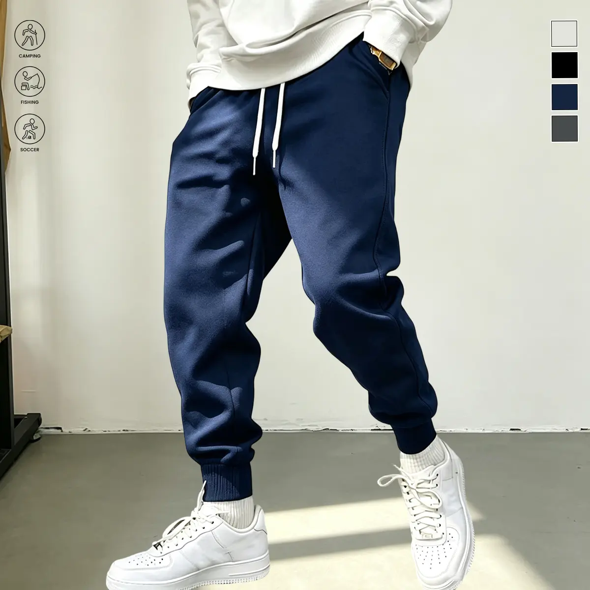 Men’s loose casual athletic pants; outdoor jogger cargo pants with an adjustable drawstring waist; suitable for all seasons; lightweight and breathable; new trendy brand sports-casual pants—ideal for outdoor activities, everyday wear, home leisure, and wo