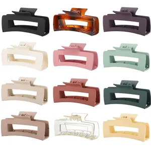 12 Pcs Large Square Hair Claw Clips for Women, 4.3-Inch Matte Rectangle Claw, Strong Hold Non-slip Hair Clips for Thick & Thin Hair Barrettes