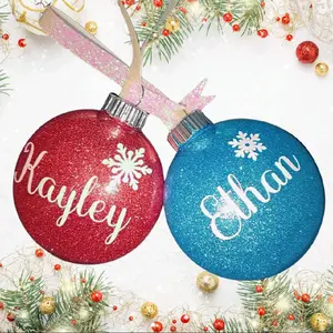 Customized Christmas Ornaments with Personalized Names and Glitter Finish for Festive Decor