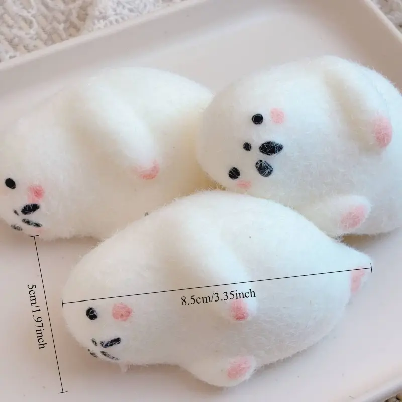 Cute White Cartoon Seal Squishy Toy - Soft Fluffy Texture, Playful Look With Eyes and Mouth, Stress Relief Tool | Classic Novelty Slime & Squishy Hobby Toy