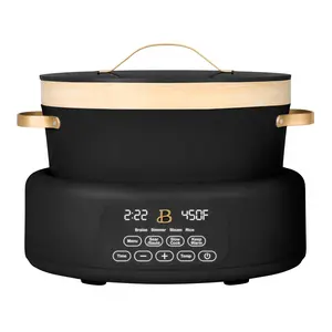 Beautiful 10-in-1, 8 Qt Multi-Cooker with Bamboo Steamer Insert and 7 Preset Functions, Black Sesame by Drew Barrymore