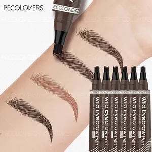 6pcs/set Eyebrow Pen Waterproof 4 Fork Tip Eyebrows Pen Eyebrow Tattoo Waterproof Liquid Eye Makeup Pencil Eyebrow Makeup Products