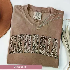 Comfort Colors Georgia Leopard T-Shirt, Georgia State Shirt Women, Southern Style Tee, Trendy Casual Outfit, Georgia Pride Shirt