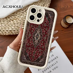 Designed for iPhone 17 16 E Pro Max 15 Plus 14 13 12 11 XS XR Red Persian Rug Rugged Durable Drop-Proof Shockproof Anti-Scratch Case