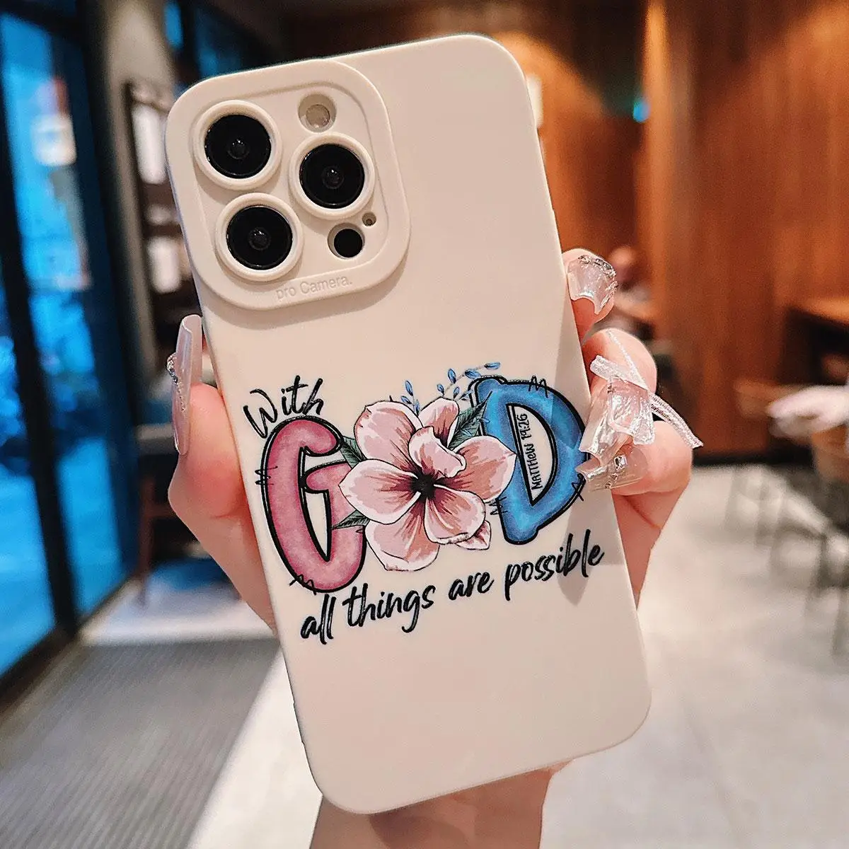 Flower & Letter Pattern Phone Case, 1 Count Anti-fall Decorative Phone Protector Cover, Phone Accessory Compatible With iPhone 15/14/13/12