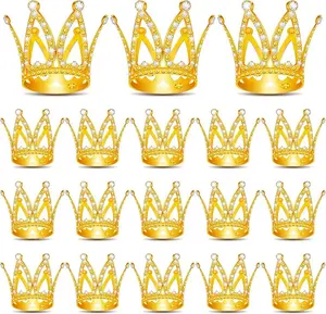18 Pcs Crown Cake Topper, Mini Tiara Birthday Cake Toppers, Mini Crown for Flower Arrangements Women Lady Girl Wedding Baby Shower Birthday Party
