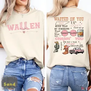 Wallen Country Concert Shirt – Cute Western Cowgirl Boots T-Shirt, Wasted On You Whiskey Glasses Lyrics Tee, Country Music Tour Outfit, Southern Girl Bella Canvas Shirt, Wallen Fan Gift