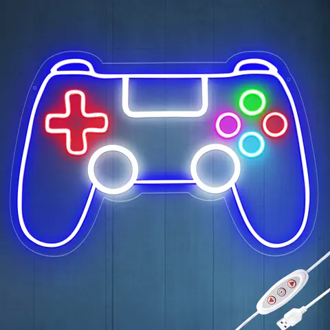 SEGRASS Acrylic Gaming LED Neon Sign - USB-Powered, 11%-100% Dimmable, Pre-Drilled Holes, Hook-Included Multichrome Novelty Light for Game Room, Birthdays, Mood Decorative Lights & Teen Gifts