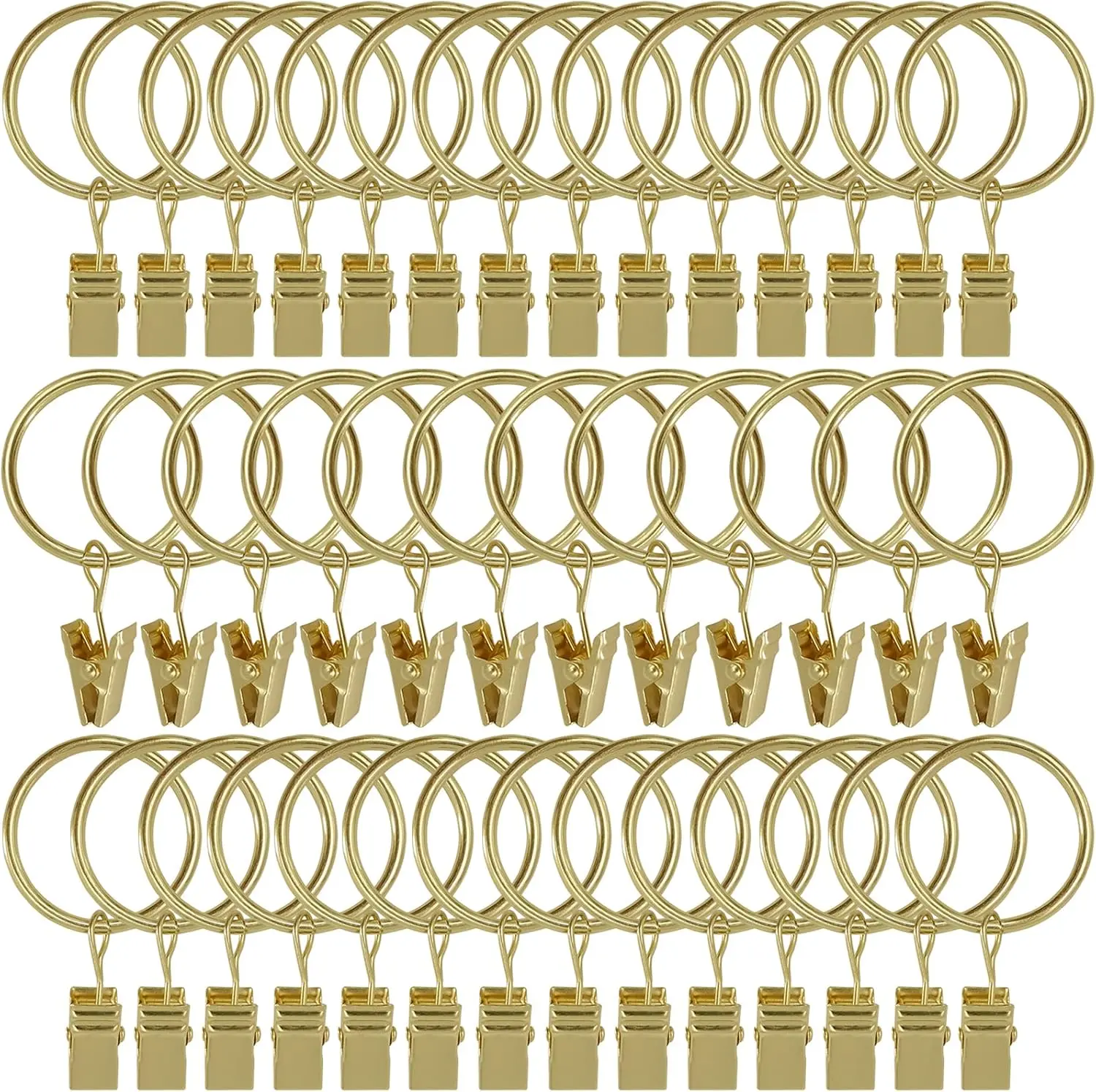 40 pcs gold curtain ring clip, curtain ring inner diameter 1.26, can accommodate up to 1 inch curtain rod, metal rust resistant and durable, suitable for curtains and shower curtains