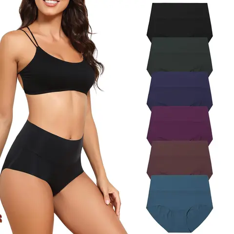 LEVAO High Waist Seamless Underwear for Women, No Show Daily Comfort Full Coverage Briefs, Soft Stretch Panties 6 Pack (S-XXL)