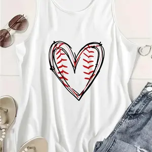 Baseball Heart Tank Top,  Sports Love Sleeveless Wear, Baseball Fan Gift