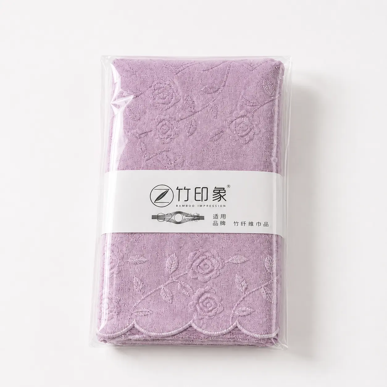 Natural Bamboo Fiber Bath Towel - Embossed Rose, Lace Scalloped Edge, Ultra Soft, Smooth, Fluffy, Lint-Free, Lightweight, Quick-Dry, Absorbent, Hypoallergenic for Sensitive Skin, Bathroom Daily Use, Ideal Gift, Floral