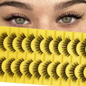 Ten Pairs Eyelashes Patch, Dense C Curl Design, Perfect for Enhancing Your Look, Ideal for Daily Use & Special Occasions, Cosmetic False Lashes