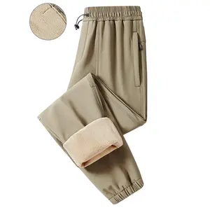 Men's Solid Zipper Pocket Drawstring Waist Thermal Lined Pants, Regular Fit Casual Comfy Thermal Lined Trousers for Fall & Winter, Men's Bottoms for Outdoor Hiking