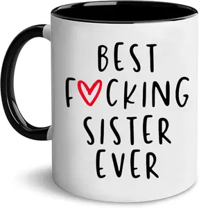 Funny Sister Gift, B*St Sister Ever Coffee Mug, Cussing Sister Cup, Sibling Gift, Family Secret Santa Ideas, Birthday Christmas Presents, 11 15oz Ceramic Cup