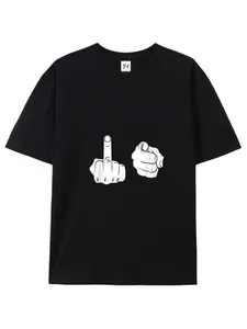 Men's Short-Sleeve Double Middle Finger Graphic T-Shirt - Casual, Funny, Rude, Sarcastic Fashion Streetwear Meme Vibe Tee