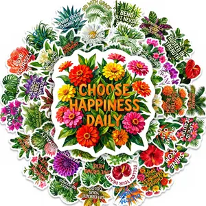 50pcs of Botanical and Inspirational Floral Stickers, Suitable for Scrapbooks, Diaries, Laptops, Water Bottles, Cars, Universal Car Sticker, and Other Items with Faith-based Designs, Making Them A Gift with A Positive Message.