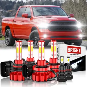 For Dodge Ram 1500 2500 3500 2009-2018 LED Headlight Bulbs + Fog Light Kit Truck Low Beam High Beam Automotive