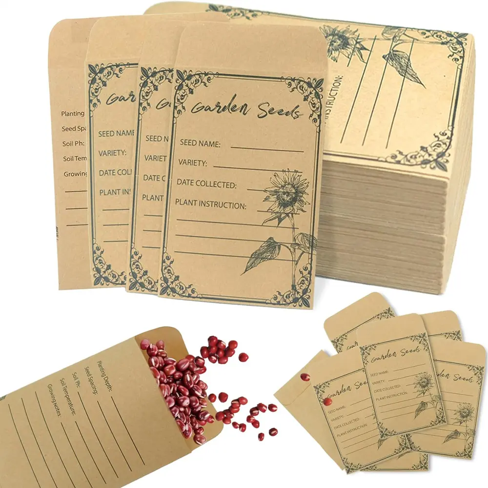 Self-Adhesive Sealed Seed Storage Envelopes, Self Sealing Envelopes, Unique Envelopes, Small Envelopes for Vegetable Plant Garden Seeds, 10/50/100pcs Bulk Pack
