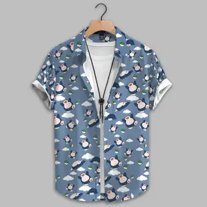 Snorlax Hawaiian Shirt, Cute Anime Hawaiian Shirt, Sleepy Cartoon Button Up, Kawaii Blue Tropical Shirt, Gift for Anime Lovers