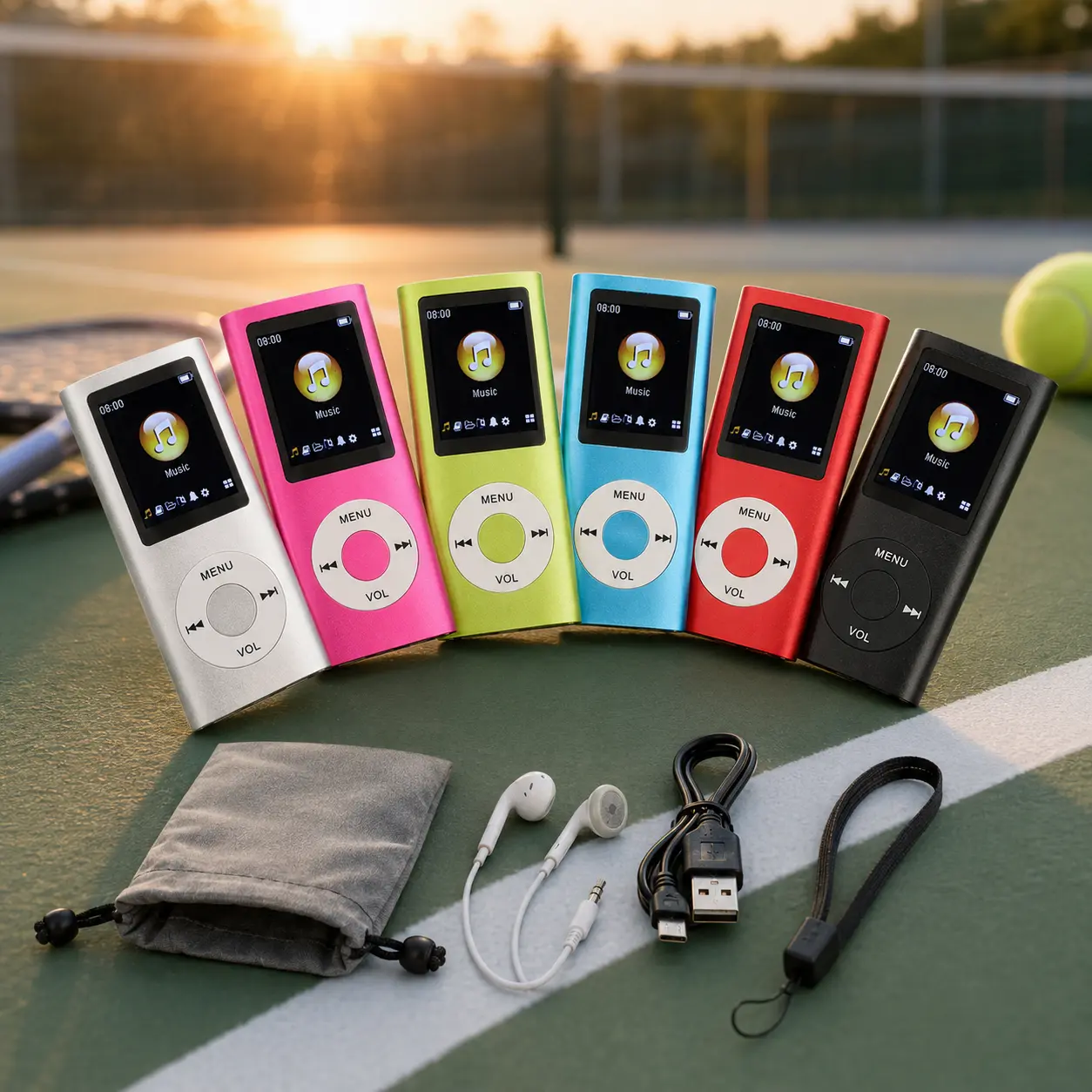Portable MP3 Player | Slim 1.8" LCD Screen | Alloy Body, Earphones & Charging Cable Included | 200mAh Battery, 8H Playback | Lossless Audio, Up to 128GB TF Card (Card Not Included) | Multiple Play Modes, 6 Colors, Great for Commuting, Sports & Study