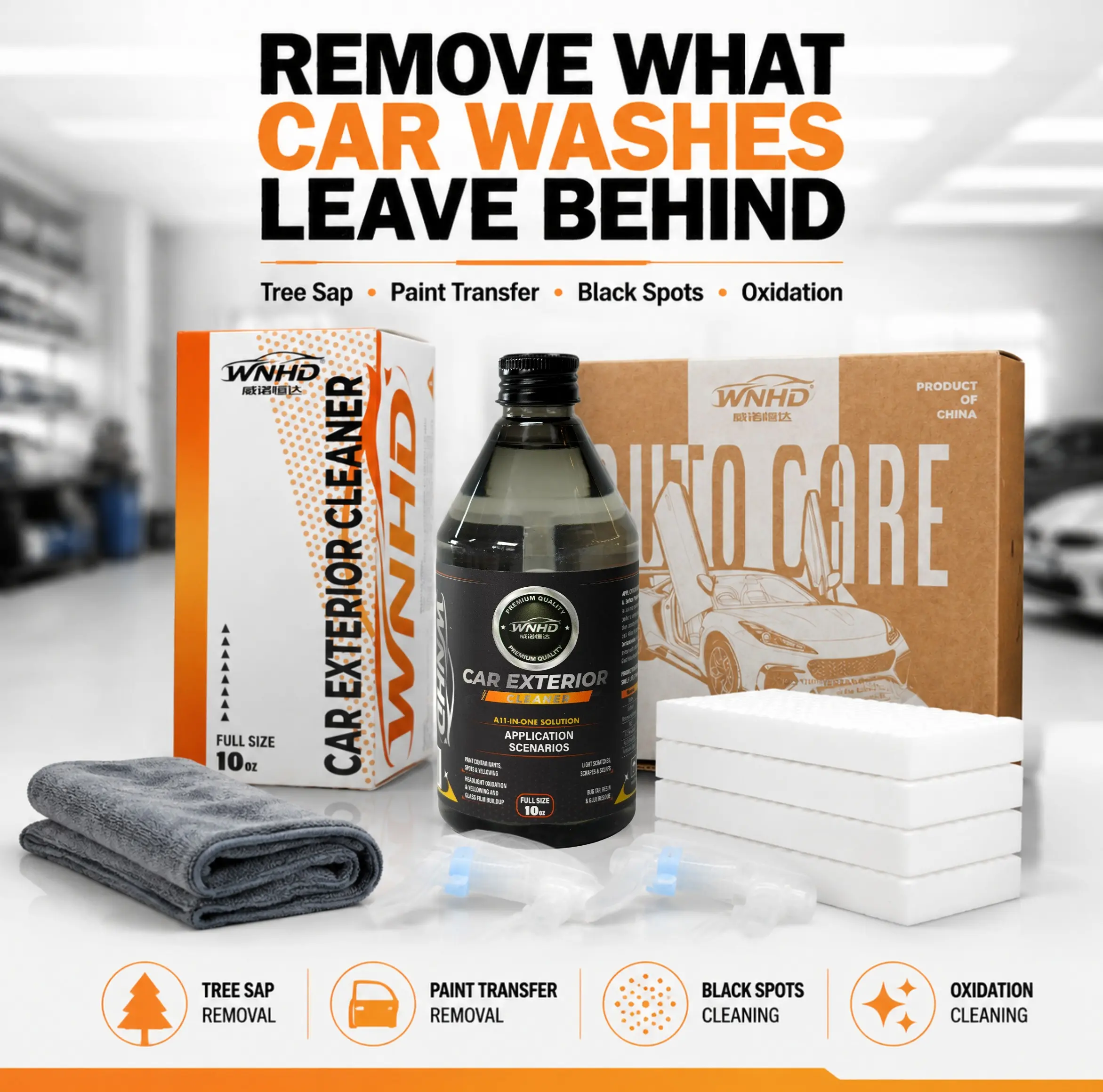 Home all-in-one cleaning set for car exterior: removes yellow oxidation from headlights, headlight restoration scratch cleaner, convenient for home use, large capacity, easy operation, multipurpose powerful degreaser