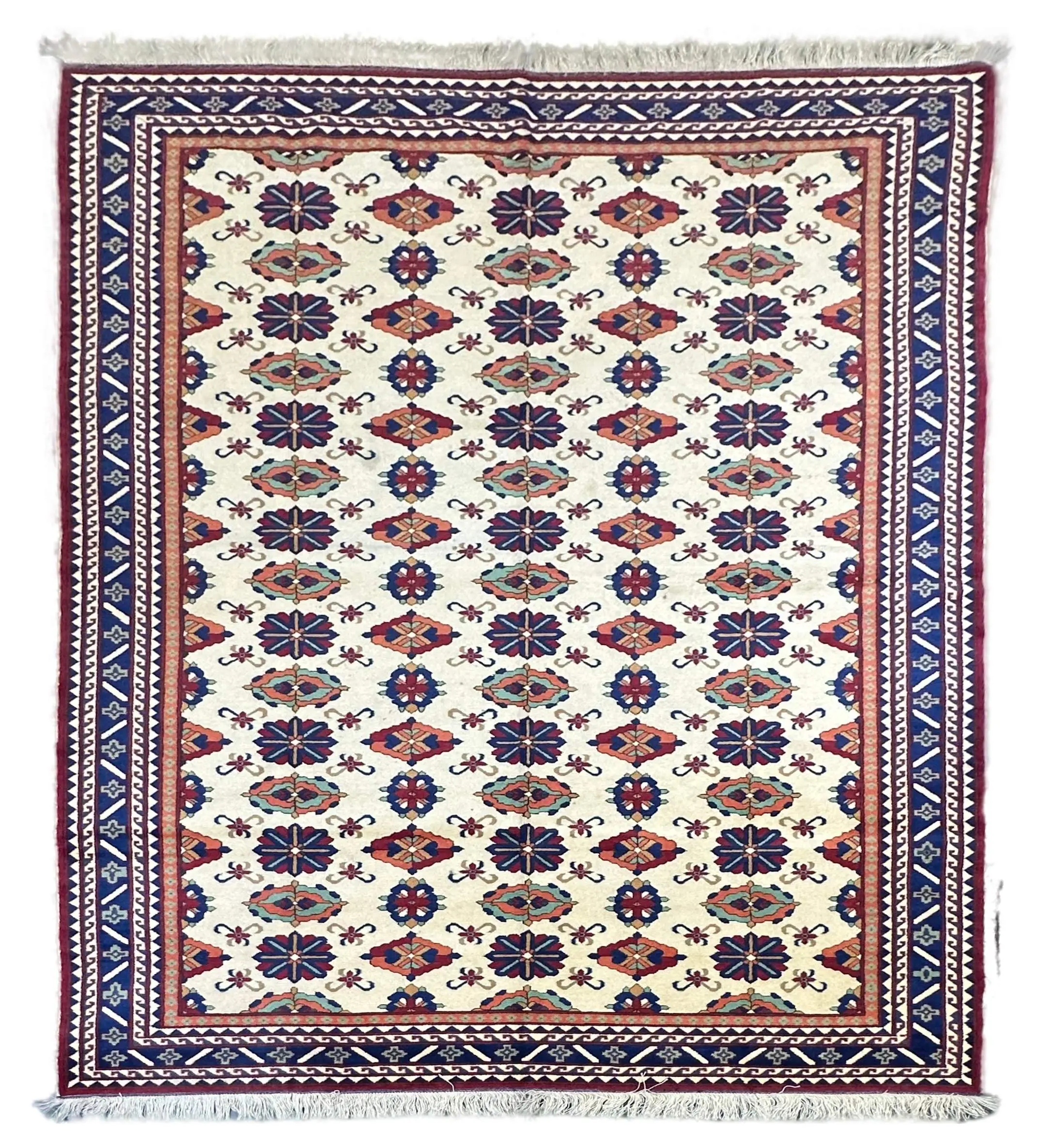 7x10 Afghan Caravan Collection Rug – Tribal Red & Black Wool