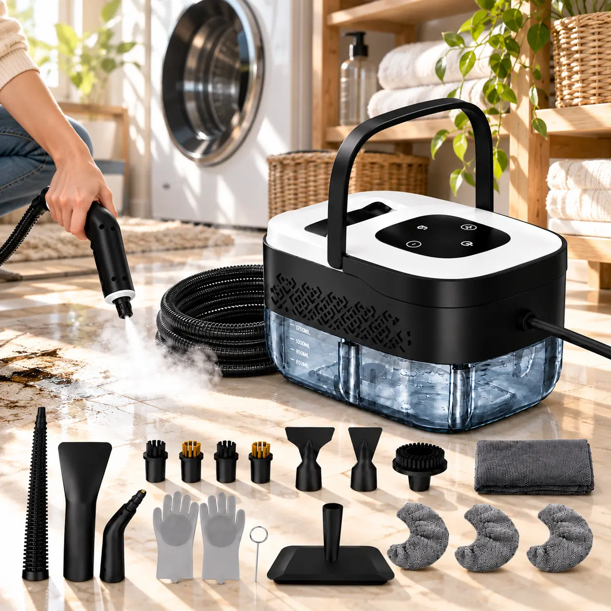 Handheld Steam Cleaner for Home and Car, Portable 6-Level Steam Control with 18 Accessories, 15s Fast Heat Up, Deep Cleaning