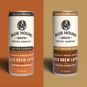 Blue Hound Brew Coffee Company Latte Variety Pack - 6 or 12 Pack of Salted Caramel & Maple Brown Sugar Cold Brew Lattes with Organic Pasture-Raised Milk