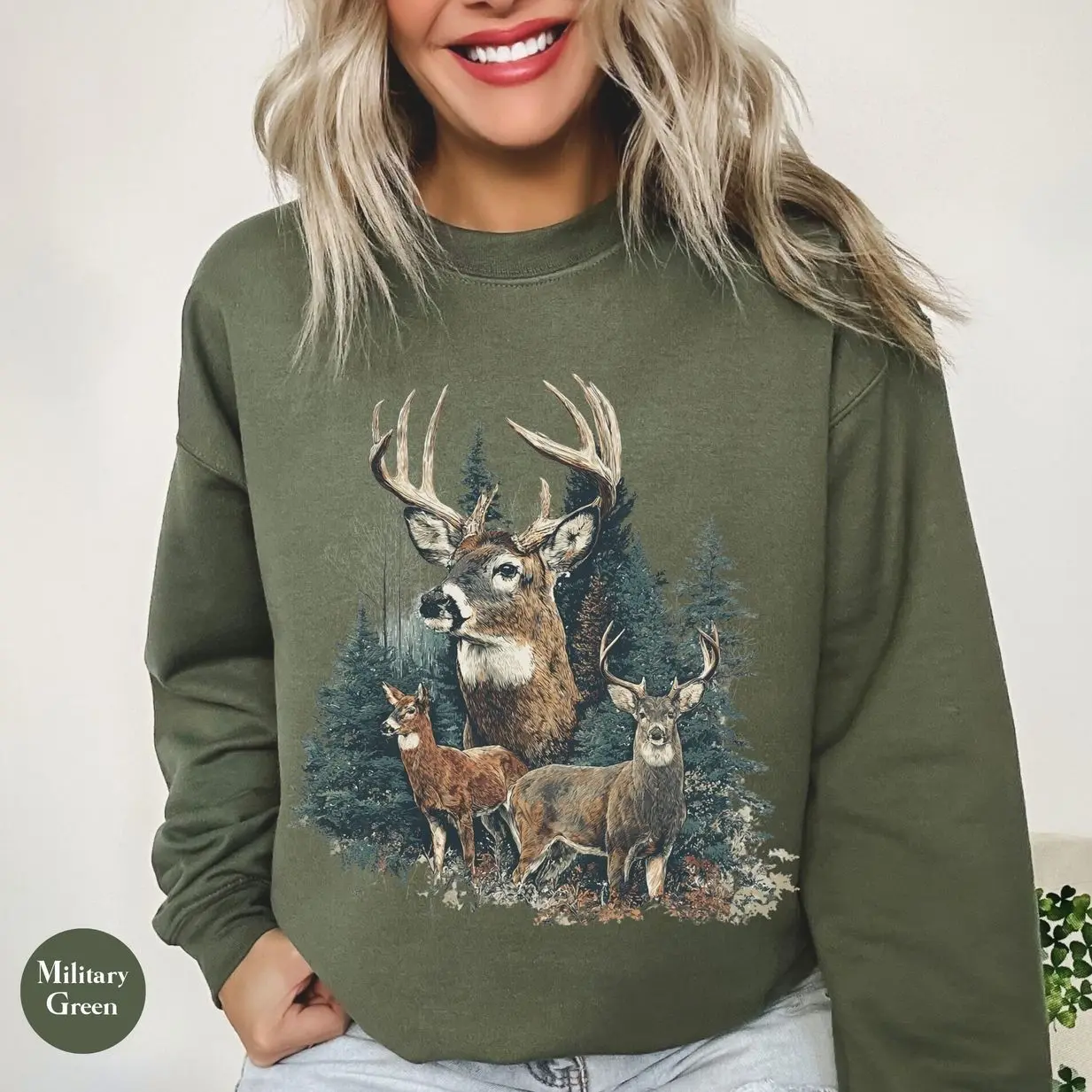 90's Vintage Deer Sweatshirt, Retro Deer Hunter Graphic Crewneck, Forest Wildlife Sweater, Y2K Nature Aesthetic Sweatshirt, Outdoor Hunting Gift for Women & Men