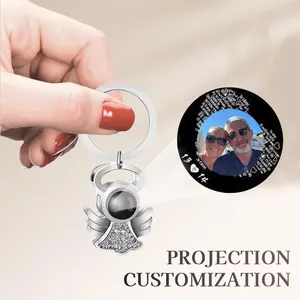 L&M Angel Projection Keychain with Custom Color Photo Engraving - Perfect Gift for Parents & Lovers Carabiner Keychain, Button Eye Photo Accessory,custom gift Tic-Tac-Toe and Cards Set