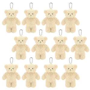 12 Pack Brown Mini Teddy Bears , 4.7 inch Tiny Soft Stuffed Teddy Bear, Small Plush Bears Bulk for Birthday Party Decor Valentine's Day Gift Graduation Party Favors Bag DIY Keychain Crafts